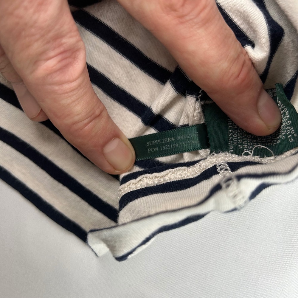 Lauren Ralph Lauren Jeans Co Navy White Striped Cotton Long Sleeve‎ Top XL - Picture 8 of 10